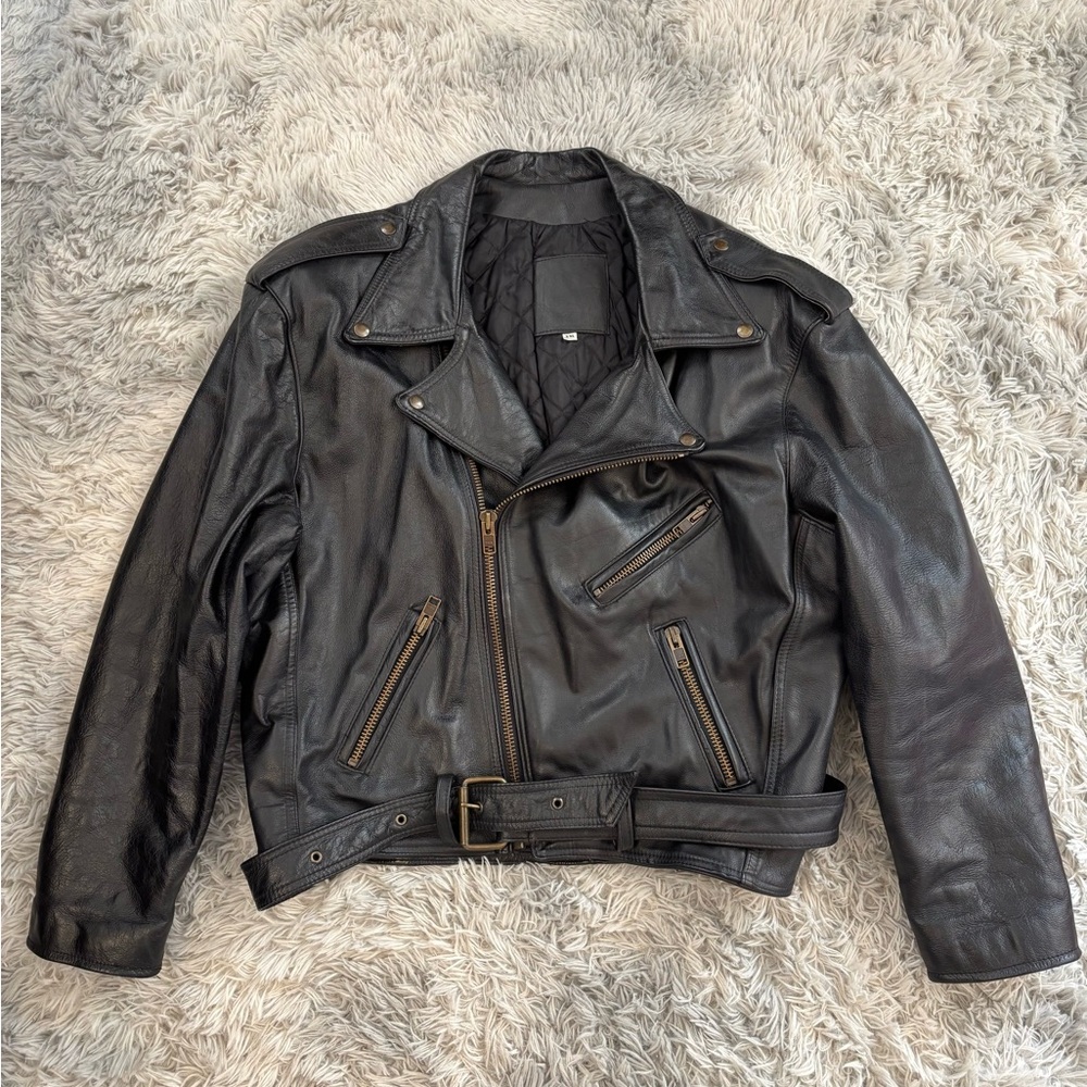Screaming Eagle Classic Black Leather Motorcycle Jacket